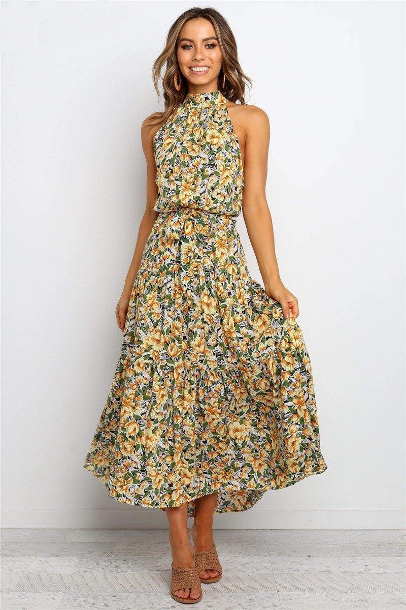 Boho Women Long A-Line Off Shoulder Elegant Sash Maxi Dress Women