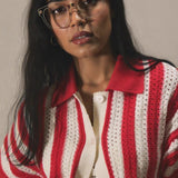 Color Block Striped Polo Sweater