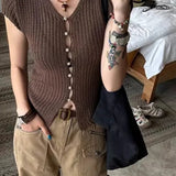 Knitted V-Neck Cropped Cardigan