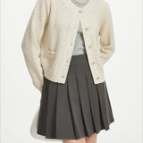 Casual Round Neck Knit Cardigan