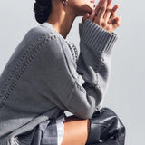 Casual Lace Knit Pullover Sweater