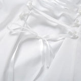 Fashion elegant bow white female mini dress