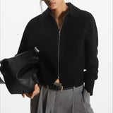 Wool Blend Short Open-Neck Cardigan
