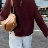 Plain Ribbed Long Sleeve Sweater