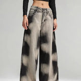 Vintage Grey Tie Dye Wide Leg Jeans