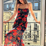 Backless Bodycon Maxi Floral Dress