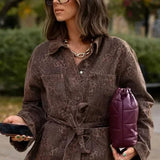 Leopard Lapel Belted Jacket