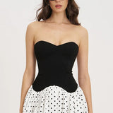Polka Dot Strapless Bodycon Mini Dress