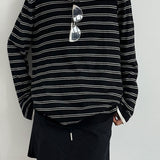 Soft Wool Striped Polo Collar Long Sleeve Long Sleeve Tee