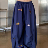 Street Style Embroidered Baggy Pants