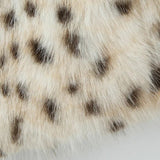 Leopard Print Faux Fur Notch Collar Overcoat