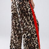 Chic Leopard Print Relaxed Wide Leg Pants