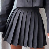 Chic Preppy Blazer Mini Skirt Two Piece Set