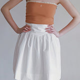High Waist Pleated Waistband Solid Tulip Vintage Youthful Mini Skirt