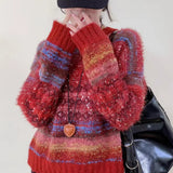 Gradient Color Long Sleeve Knit Sweater