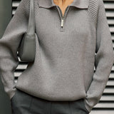 Polo Collar Knit Pullover Sweater