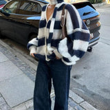 V-Neck Patchwork Knit Cardigan