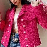 Tweed Double-Breasted Slim Blazer