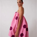 Sexy Polka Dot Strapless Bodycon Mini Dress