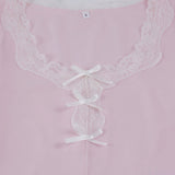 French Romantic Lace Bow Long Sleeve Culottes Set