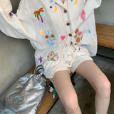 Vibrant Heavy Embroidery Linen Blouse