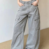Vintage Grey Wide Leg Cargo Jeans