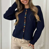 Color Button Knit Cardigan Sweater