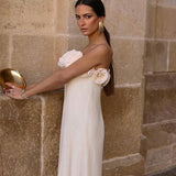 3D Flower Patchwork Sleeveless Backless Elegant Sexy Party Maxi Dress