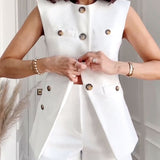 Casual Solid Sleeveless Jacket