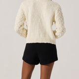 Bow Tie Textured Cardigan & Mid Rise Sequin Skort