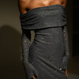 Babette - Off-Shoulder Shimmer Maxi Dress