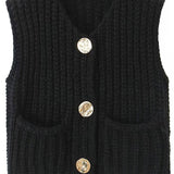 Sleeveless Cropped Knit Sweater Cardigan