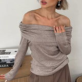 Soft Off-Shoulder Knit Solid Blouse