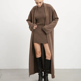 Knit Tank Dress Fitted Long Cardigan Two Piece Set