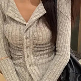 Vintage V-Collar Knit Cardigan