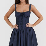 Spaghetti Strap Lace Trim Ballet A Line Sleeveless Mini Dress