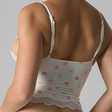 Lace Trim Floral V Neck Sexy Cami Top