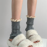Crochet Lace Trim Cable Knit Boot Cuffs