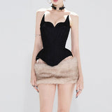 Solid Color Backless Tube Fleece Two Piece Set
