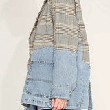 Plaid Denim Oversized Blazer