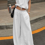Sleeveless Pullover Wide Leg Pants Two Piece Set