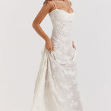 Lace Tie-Strap Romantic Maxi Dress