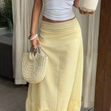 High Waist Striped Flared Casual Skirt