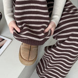 Striped Knit Thickened Casual Pants