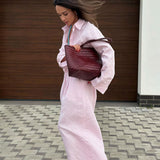 Cotton Loose Long Sleeve Shirt Pants Two Piece Set
