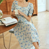 Printed Square Neck Floral Dress