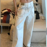 High Waist Printed Patchwork Jeans