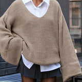 Vintage V-Neck Split Knit Blouse