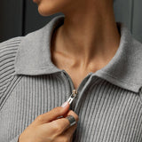 Polo Collar Knit Pullover Sweater