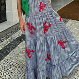 Exquisite Embroidered Holiday Camisole Midi Dress